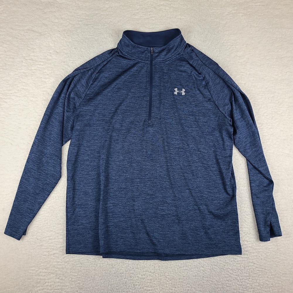 Under Armour‎ Sweater Mens 2XL XXL Navy Heathered Loose Heatgear Tech Golf